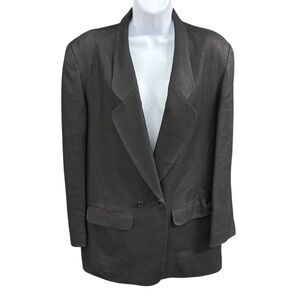 Elliott Lauren Black Linen Feel Blazer Round Collar One Button Women’s Size‎ 10